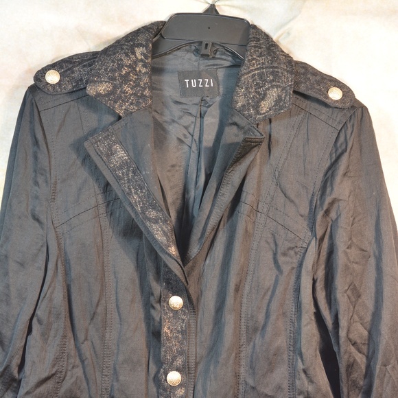 TUZZI Black Jacket Gold Trim SZ 14 - Picture 3 of 5